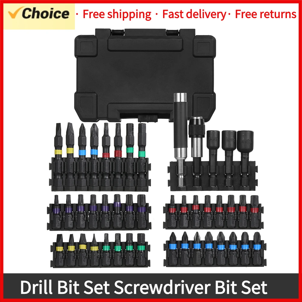 15/20/45PCS Drill Bit Set Screwdriver Bit Set Impact Driver Bit Set for Wood Metal Steel and Security Screwdriver Bits with Case