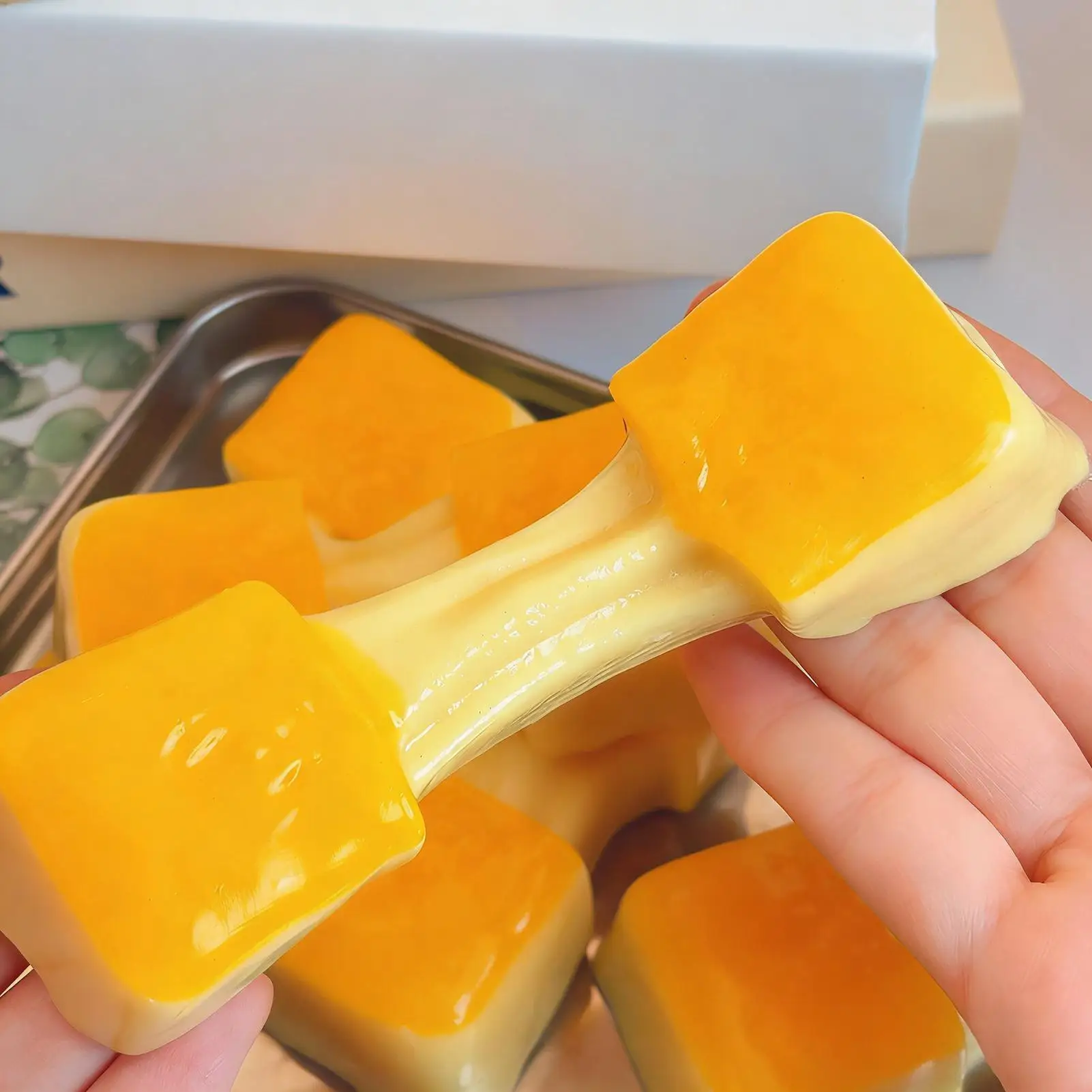 Realistische Squishies: Doppelseitiger klebriger Reiskuchen, langsam aufsteigender Reiskuchen, Squishy, langsam zurückfedernder Kuchen, Brot, Stressabbau, Entspannungsgeschenk