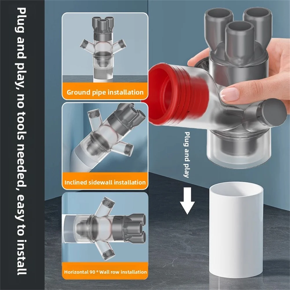 For multi Appliance Drain Connector for Washing Machine Dishwasher Sink Fits 40mm 50mm 75mm Pipes Built in Gravity Flap Valve