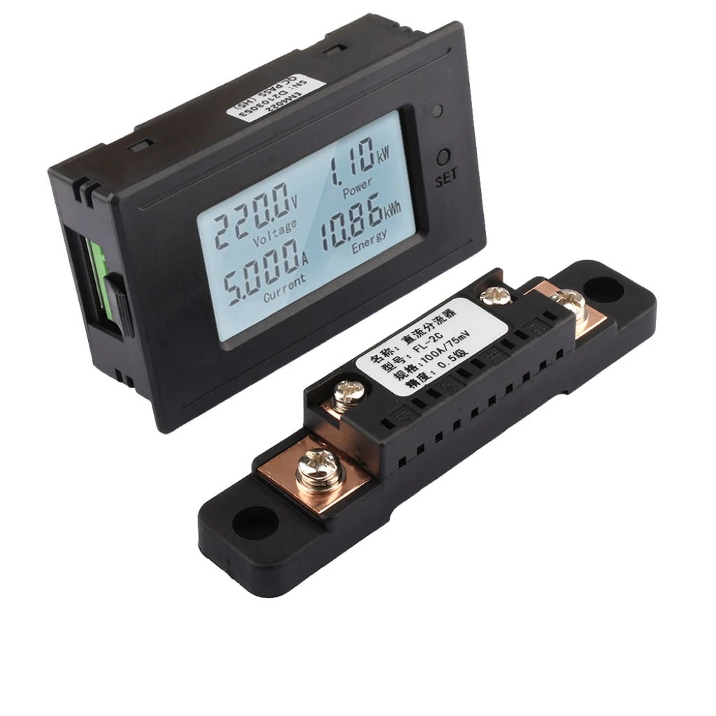 DC 6-200V 20A 50A 100A LED Digital Voltmeter Ammeter Wattmeter Voltage Current Power Supply Energy Meter Detector Tester Monitor