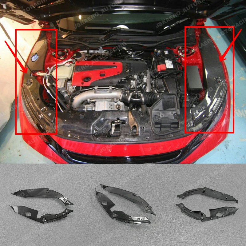 

For Honda Civic Typ-R FK8 Hatchback Carbon Fiber Engine Bay Side Panel Cover car BodyKits
