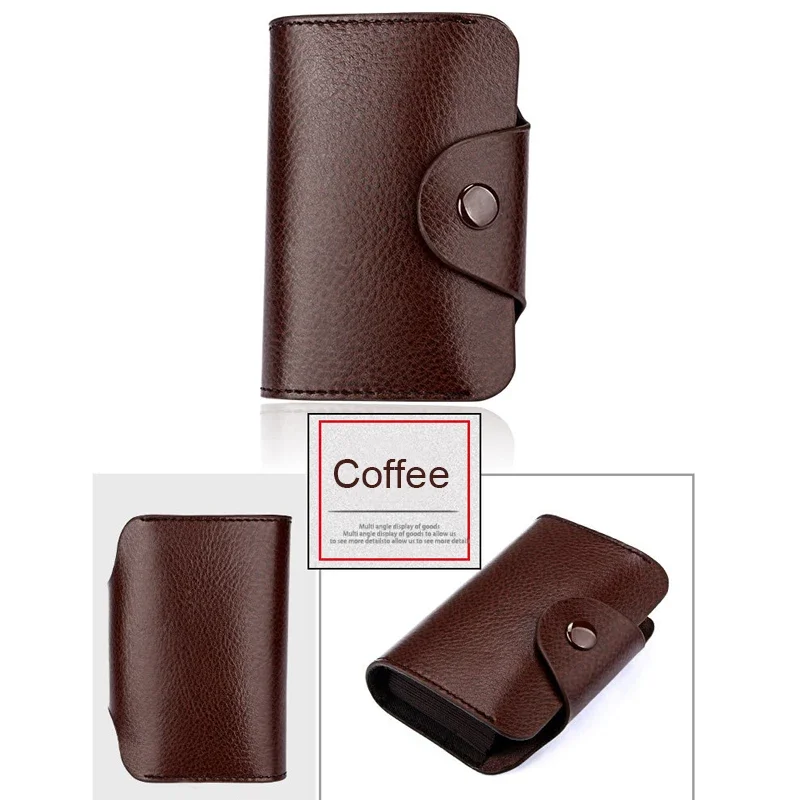 Tarjetero de piel auténtica Unisex, cartera minimalista para hombre y mujer, funda para tarjetas de crédito y de identificación