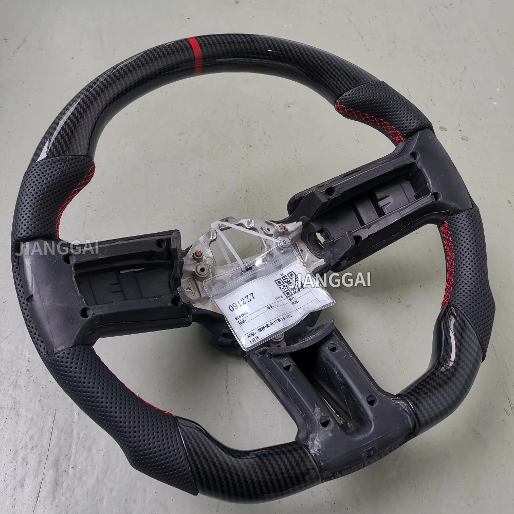 

Руль с гидроиммерсионным покрытием под карбон, красная строчка по центру, для Mustang GT 2010-2014, D-образный, с плоским дном, автомобильные аксессуары