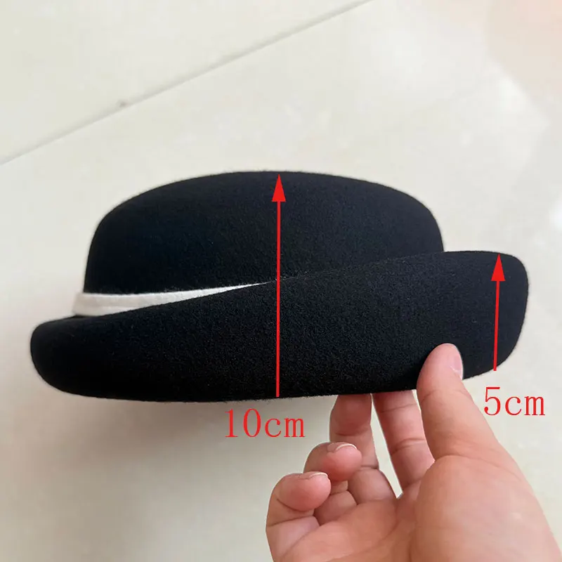 النمط البريطاني الصوف الأسود الرجعية أزياء المرأة فيدورا قبعة الفرنسية أنيقة القبعات مصمم الشتاء الكلاسيكية أعلى قبعة حزب روسيا كاب #5