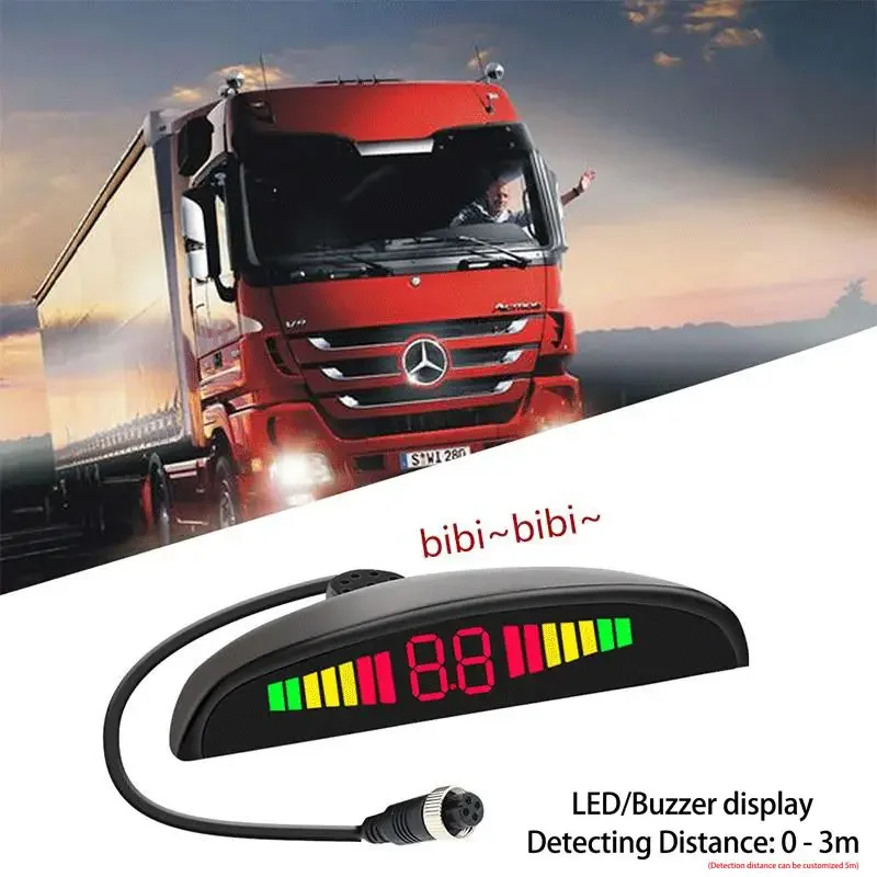 24V Universal Heavy Duty Truck Blind Spot System Commercial Vehicle 4 Pcs Parking Sensors with Alarm for Truck BUS RV