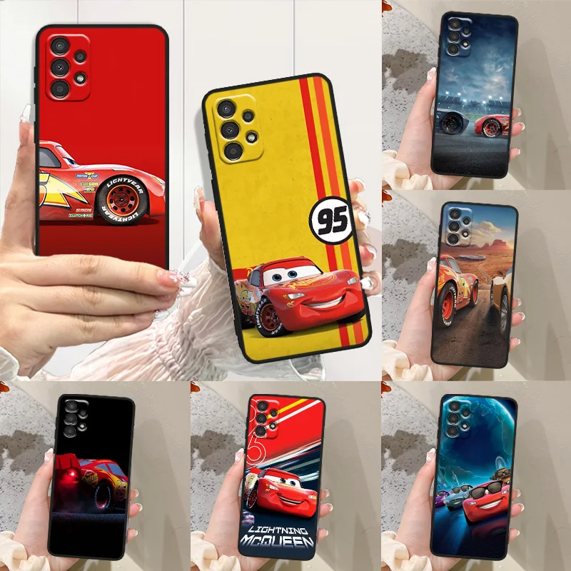 Cars Lightning McQueen For Samsung A13 A14 A22 A23 A24 A32 A33 A34 A52 A52S A53 A54 Lite 4G 5G Shell Funda Soft Black Phone Case