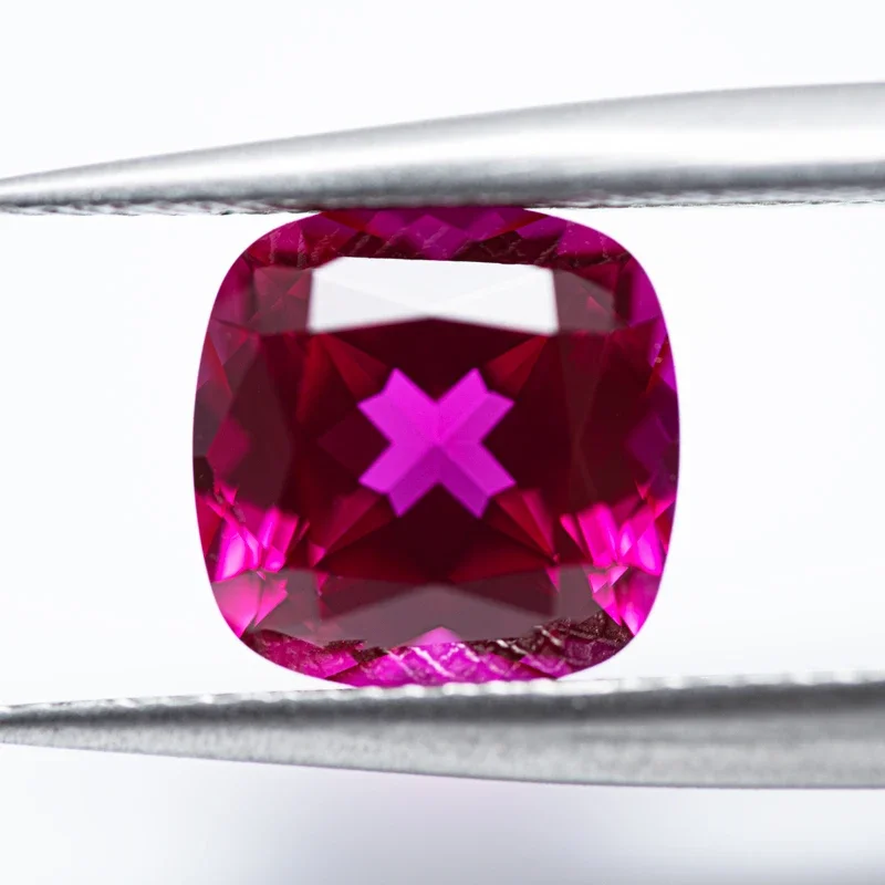 Lab Grown Ruby Square Cushion Shape Rubeliite Colour VVS1 Selectable AGL Certificate Charms Beads Diy Jewelry Making Materials