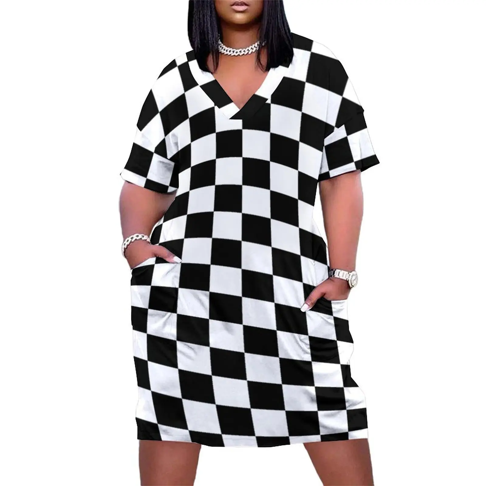 Chequered Flag Leggings - Checkered Racing Car Winner Jeggings Loose Pocket Dress women party dresses Aesthetic clothing