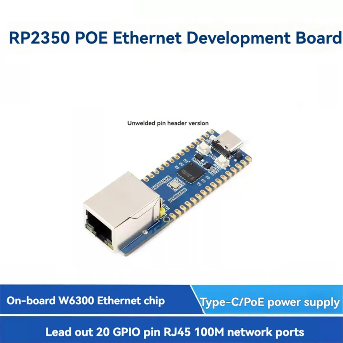 RP2350A POE-ETH Development Board with PoE Module Dual-Core Dual-Architecture W6300 Ethernet Chip RJ45 Port