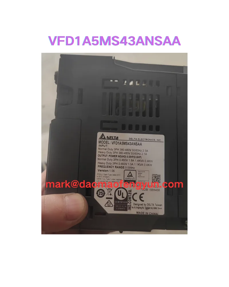 

VFD1A5MS43ANSAA Used ms300 series inverter 380v0. 4kw tested OK