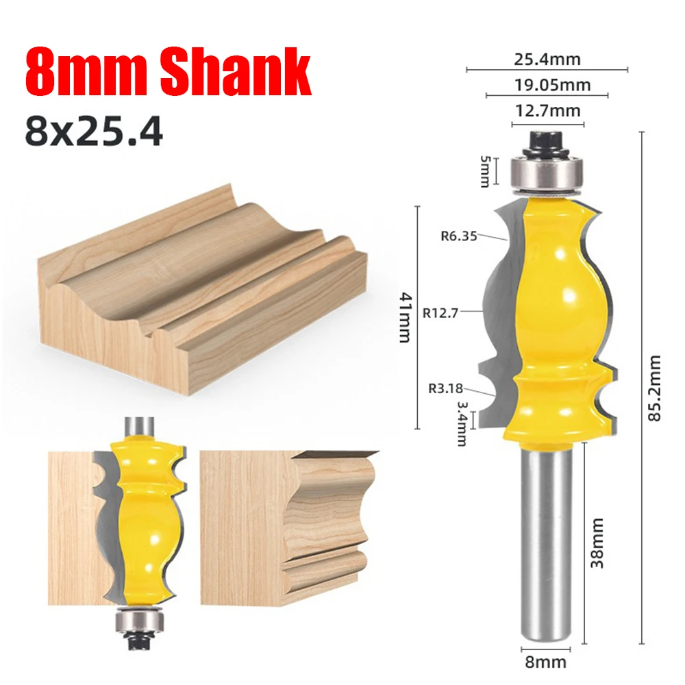 6.35mm 8mm Shank, 1/2 Inch Shank Fish Tail Handrail Cutter - For Decorative Line Carving, and Corner Profile Cutting，1Pcs