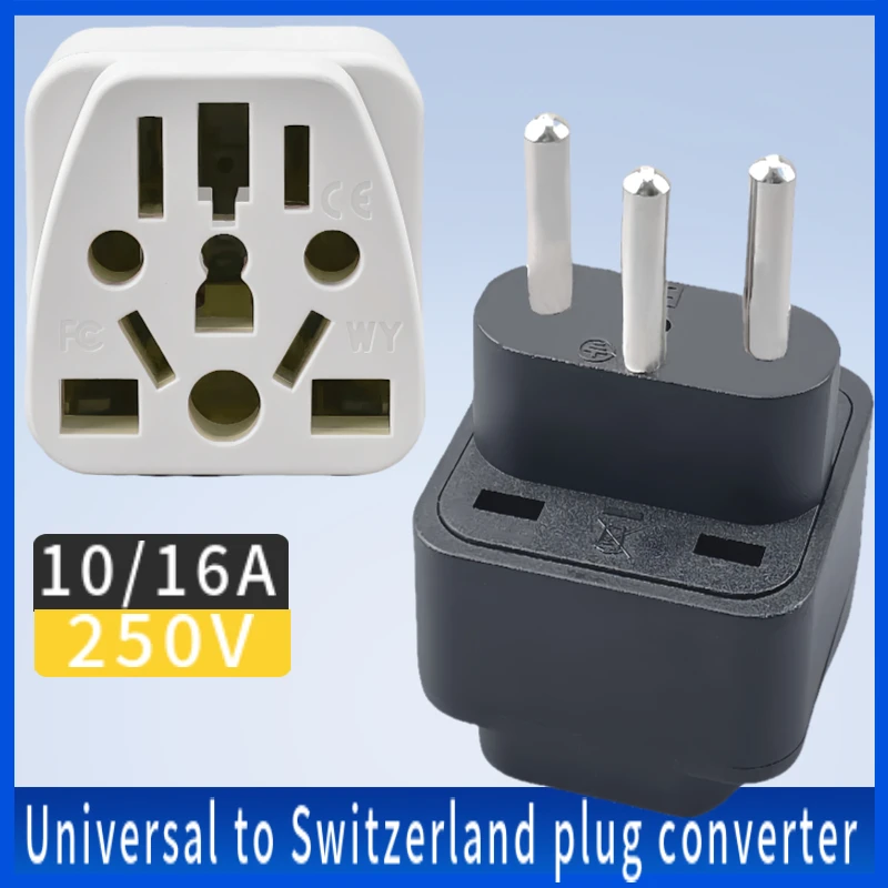 Universal 3pin Switzerland Conversion Plug Adapter UK/US/EU/AU  Switzerland Travel Plug Type J Swiss Plug Converter Plug 10A250v