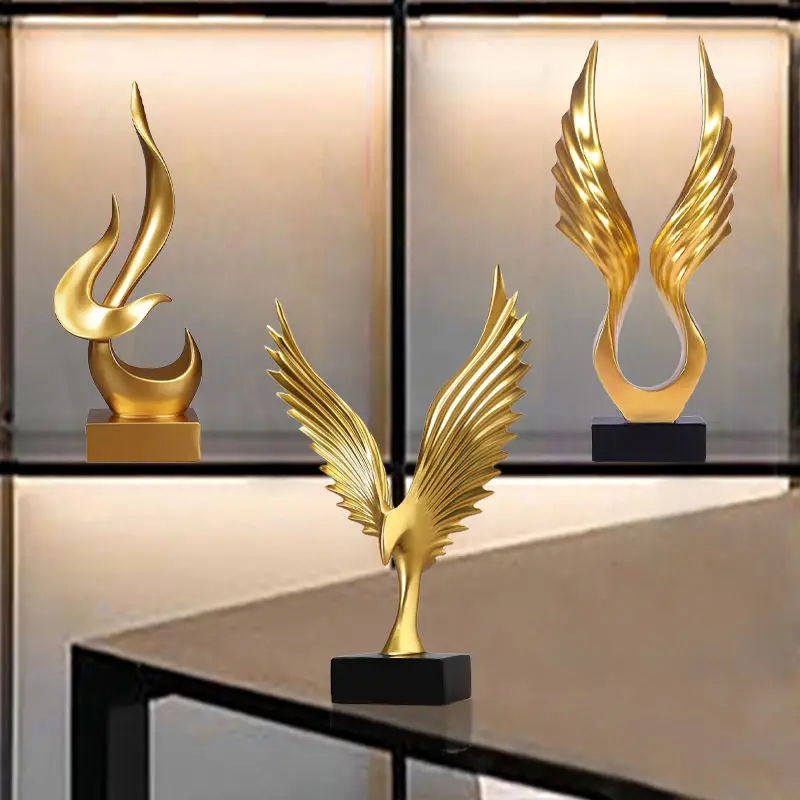 

Modern Decor Abstract Sculpture Resin Sculptur Art Golden Statue Living Room Home Decoration Office Desk Decoration Accessories