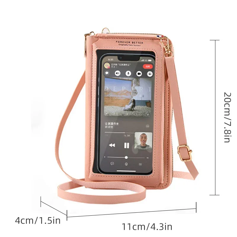 Bolsa de teléfono móvil con pantalla táctil, bolso antirrobo, funcional, transparente, Mini bolsa femenina a prueba de humedad