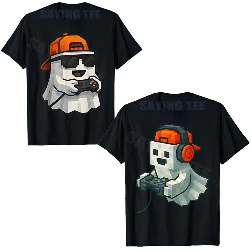 

Хэллоуин призрак геймер забавные пиксельные видеоигры для мальчиков и мужчин детская футболка милые моторошные сезонные футболки с короткими рукавами блузки новинка подарок