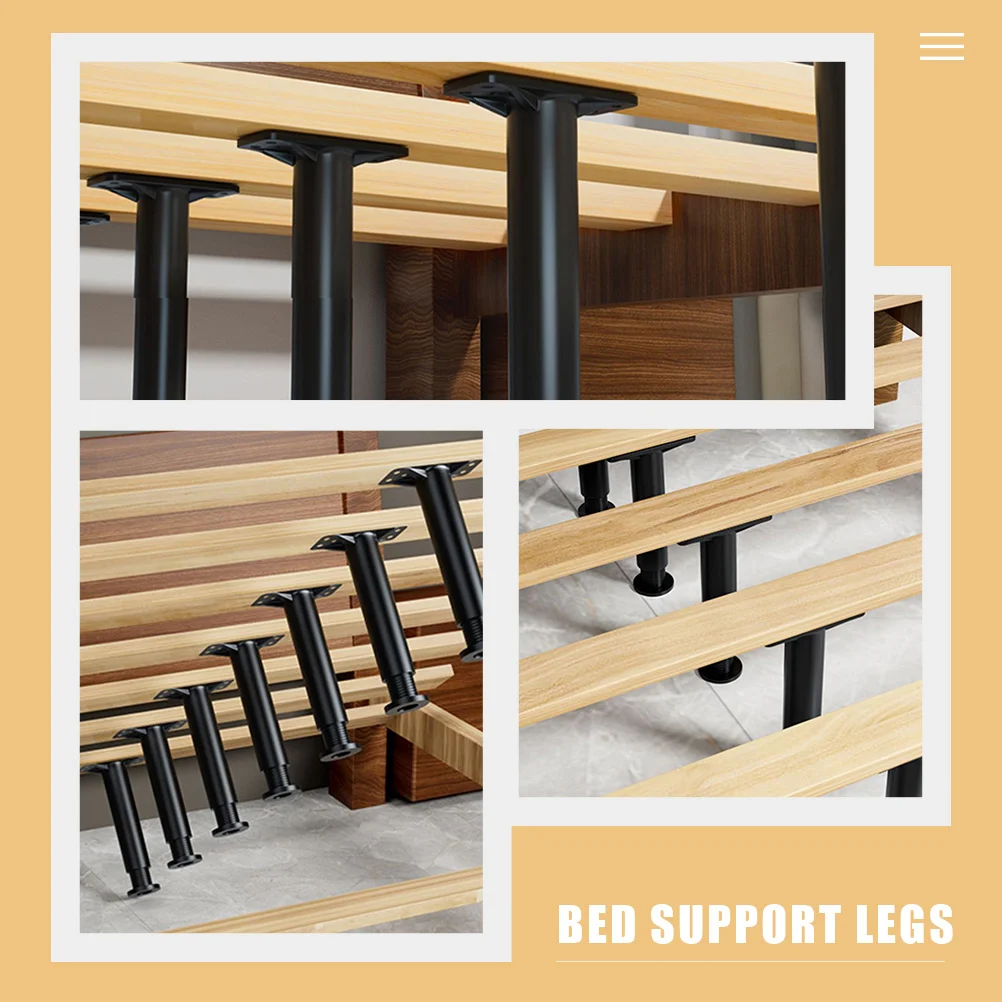 2 Pcs Bed Support Frame Furniture Legs Adjustable Replacement for Risers Metal Plastic Steel Reinforcement Kit