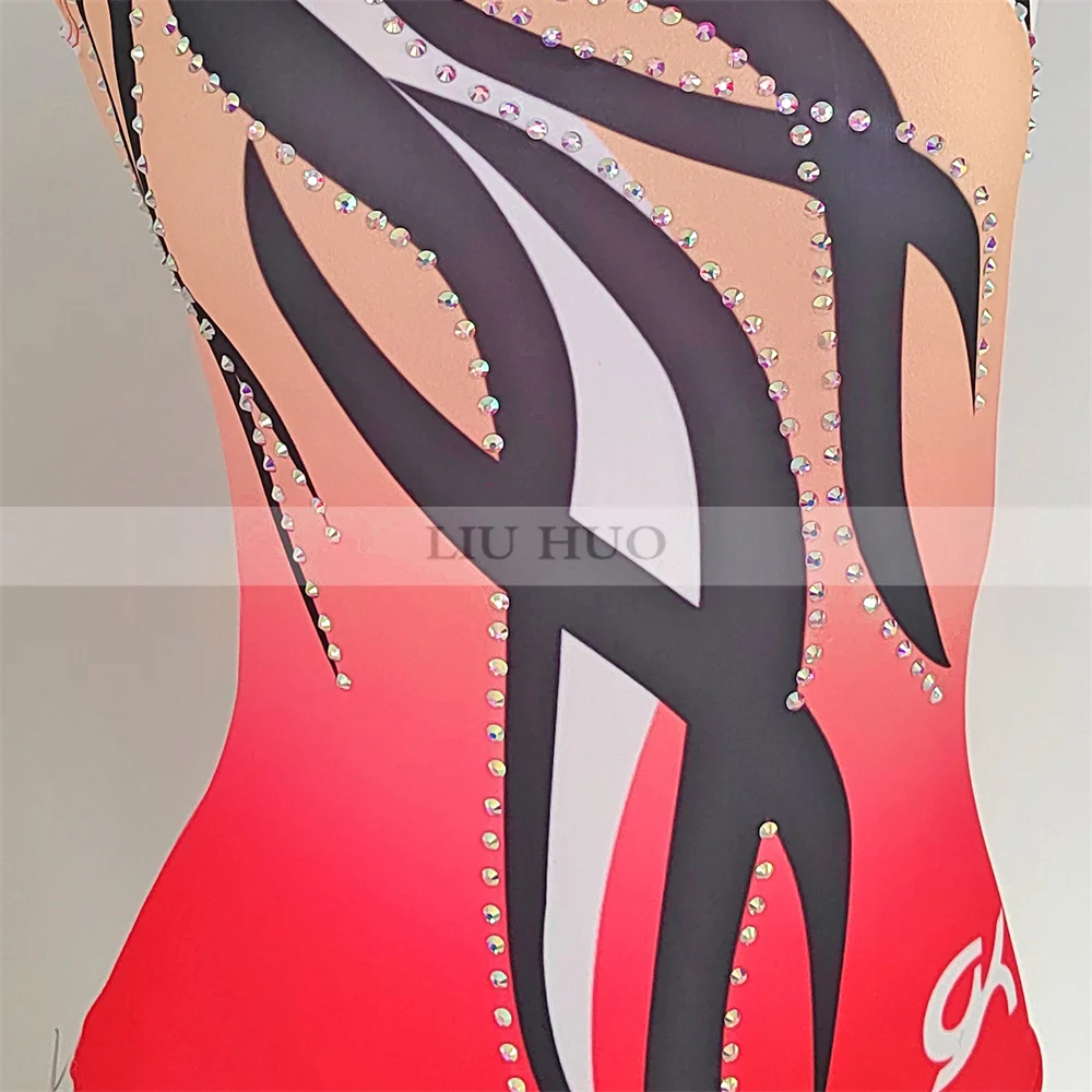 LIUHUO Rhythmic Gymnastics Leotard Customize Women Girl Teen Costume Performance Competition Acrobatics Sleeveless Bodybuilding