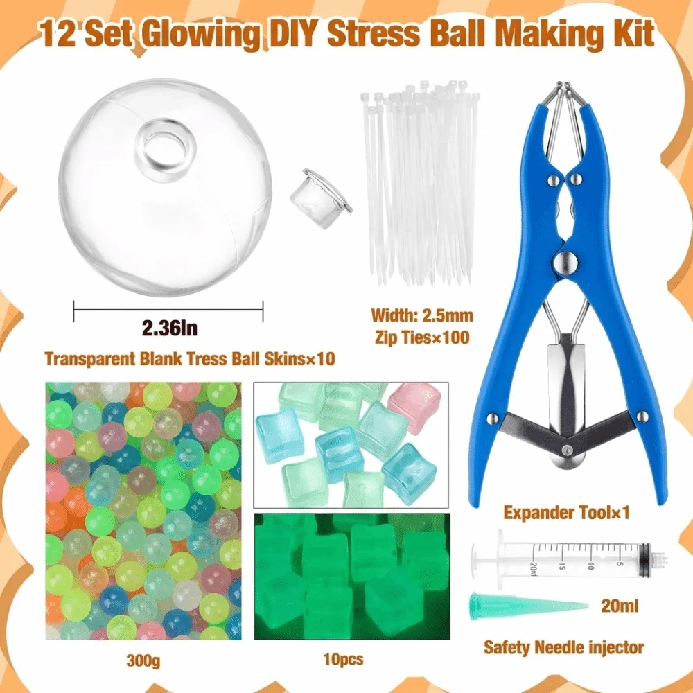 TPR Empty Ball Skin DIY Squishy Stress Relief Kit Clear Refillable Handmade Craft Supplies for Custom Fidget Toys