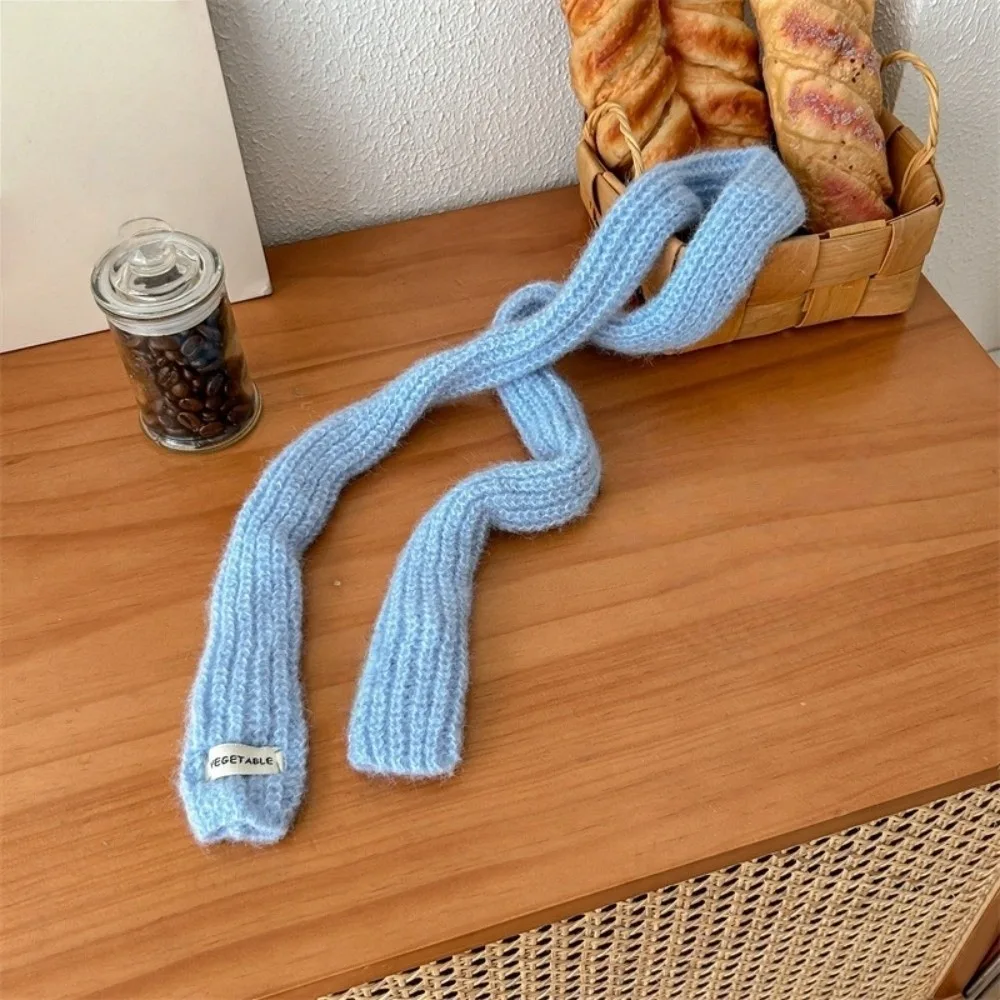 

Casual Solid Color Long Narrow Scarves Korean Style Ribbon Knitted Scarf Y2K Keep Warm Sweet Scarf Autumn/Winter