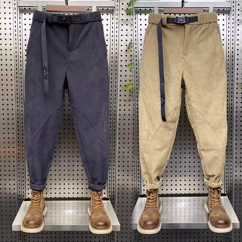 

Вельветовые мужские повседневные брюки Bla, осень-зима, мешковатые брюки Харлан больших размеров, удобная повседневная одежда из мягкого полиэфирного волокна