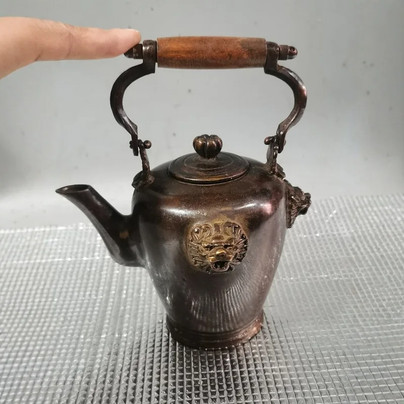 Old copperware, copper animal ear handle kettle, water kettle, wine kettle, vintage items, home decor, collectibles