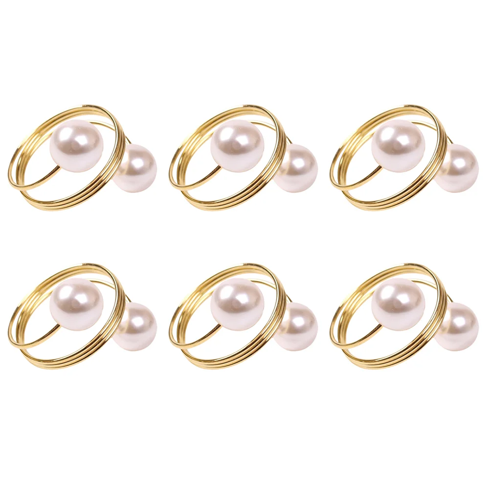 6 Pcs Napkin Ring Elegant Clasp Holder Alloy Rings Restaurant Party Pearl Look Metal Dinner Imitation Festive