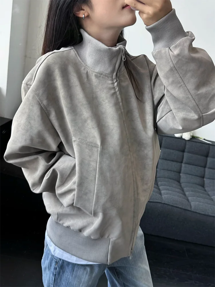 

Мужская кожаная куртка в американском стиле, окрашенная, жесткая и плотная, в бейсбольном стиле, осенняя верхняя одежда, водонепроницаемая, на молнии, короткое пальто