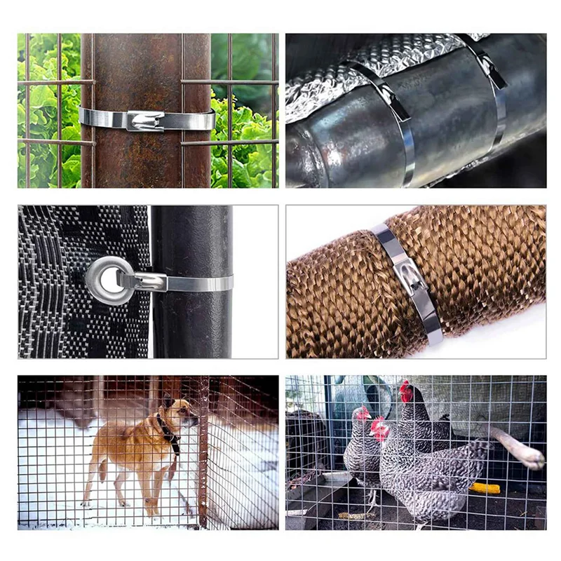 

200Pcs Chain Link Fence Ties,Multi-Purpose Self-Locking Stainless Steel Zip Ties For Outdoor Garden Farm Pet Cages Fence-ABQU