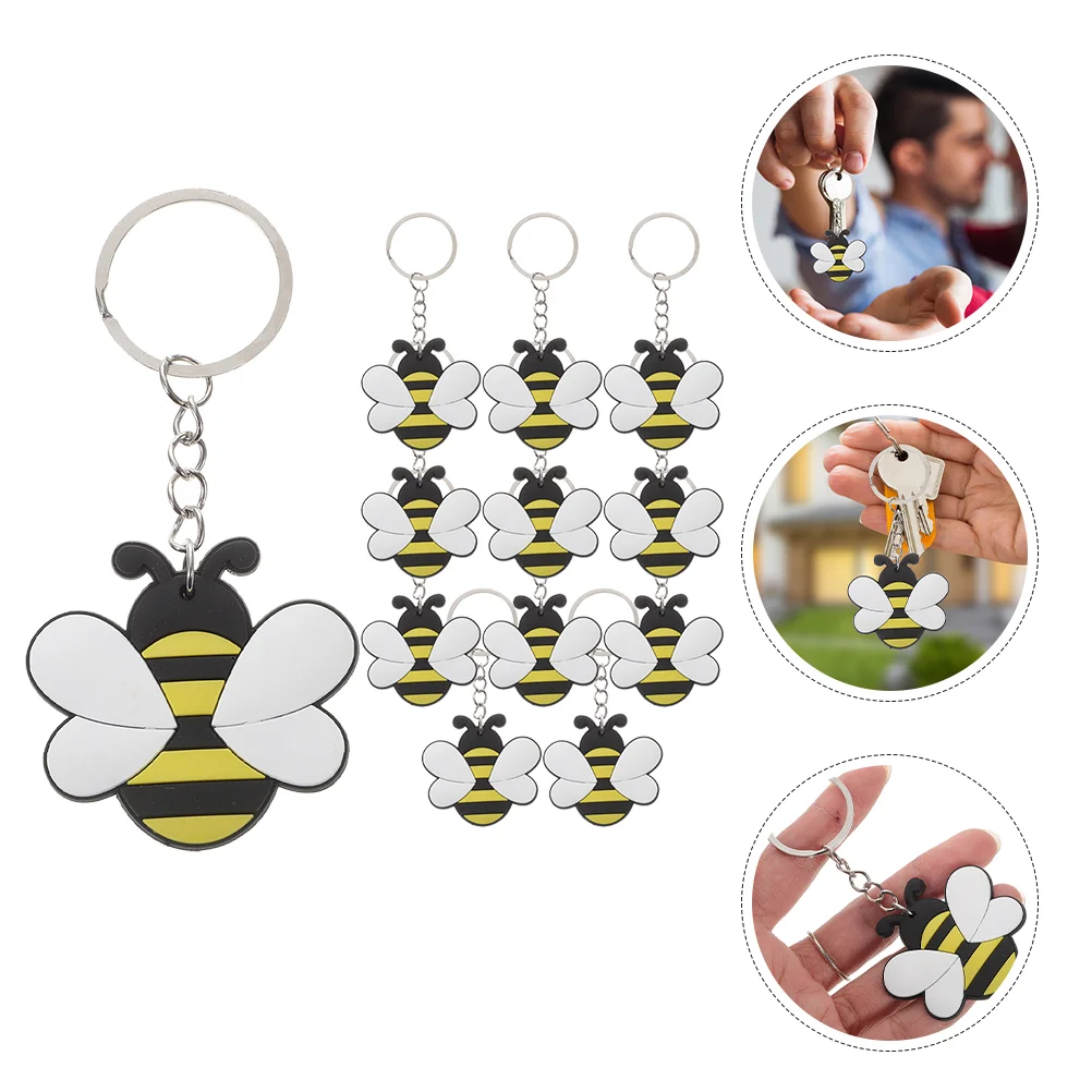 

Car Key Pendant Hanging Keychain Cartoon Bee Novelty Keyring Adorable Cute Metal Wallet