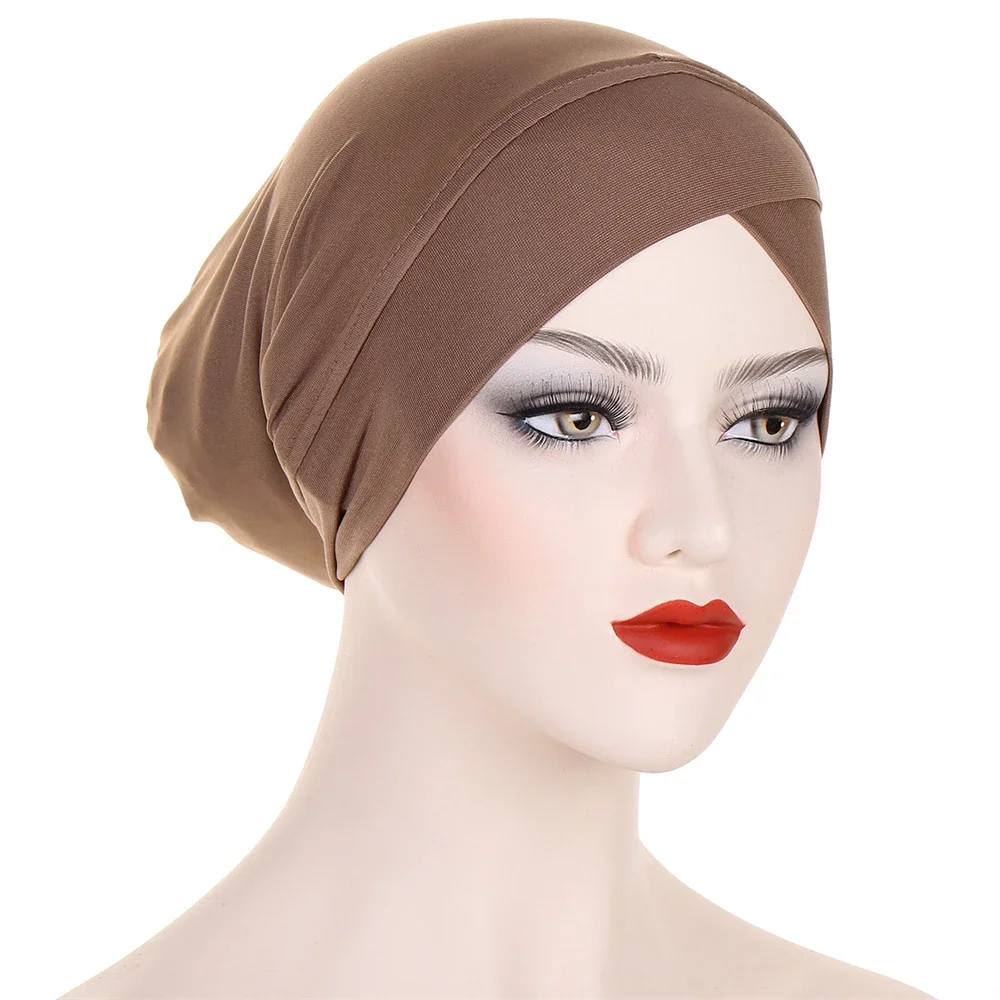 Chapeau intérieur femmes musulmanes Hijab Bonnet élastique Turban chimio casquette Islam arabe sous-écharpe bonnets couleur unie Femme chapeaux enveloppes casquettes