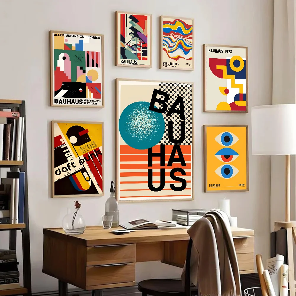 Mid Century Bauhaus Self-adhesive Art Poster Whitepaper Prints Posters Artwork Aesthetic Art Wall Painting