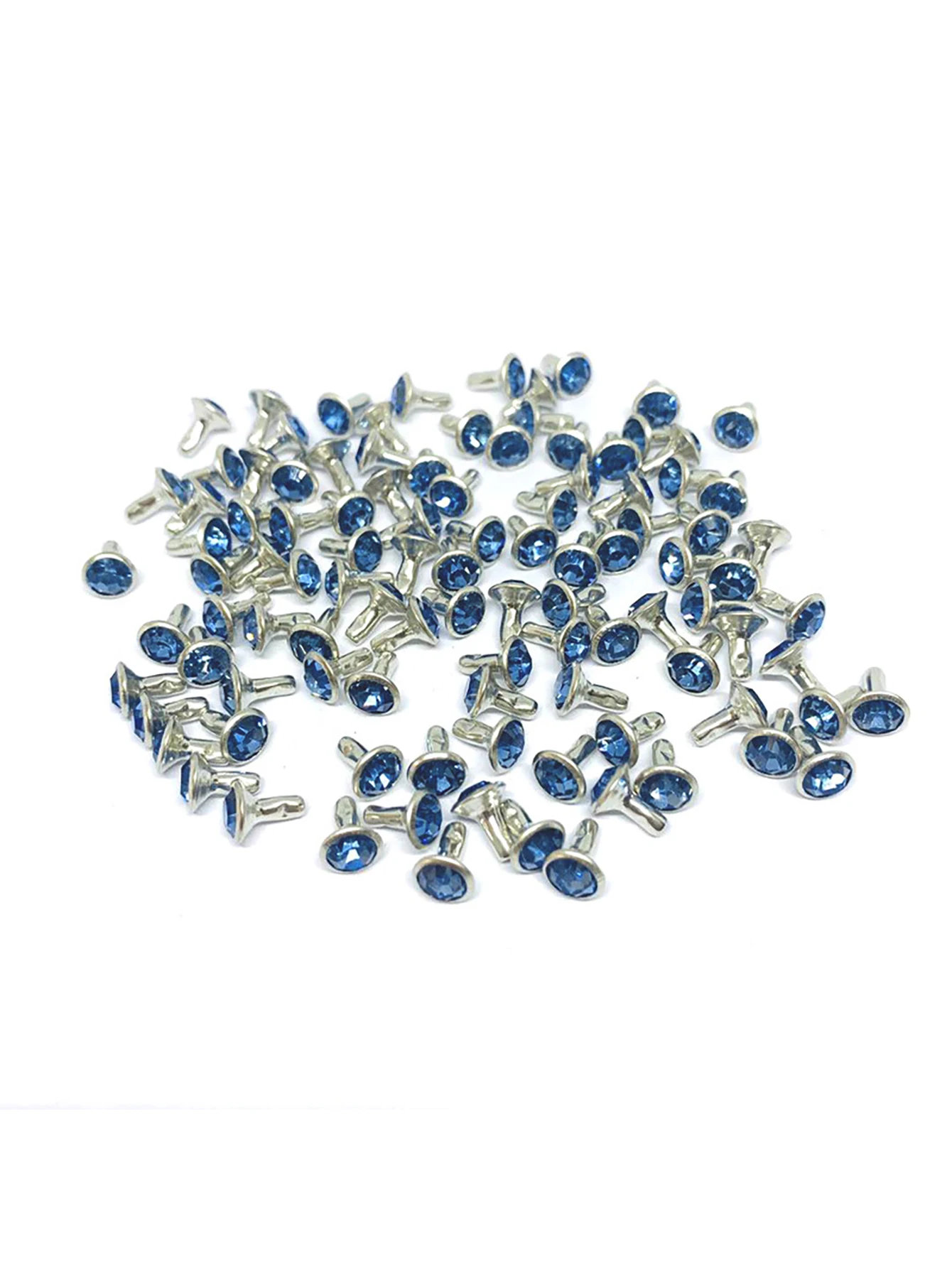50 Sets 7mm Copper Based Multicolor Crystal Rhinestone Rivets Silver Spots Studs for Leather Craft Rapid Setting Rivets