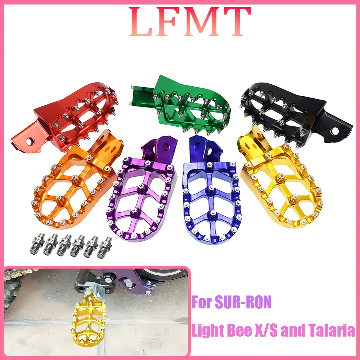

The new 2023 electric motorcycle CNC pedal rest pedal stand is a Surron Surron Light Bee S and Light universal accessory