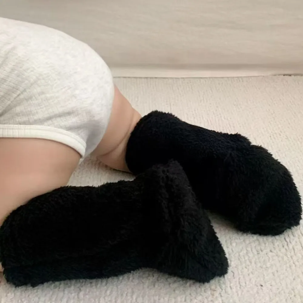 Casual Thickened Newborn Socks Anti-slip Warm Foot Warmer Infant Solid Color Children's Sleeping Sock Winter