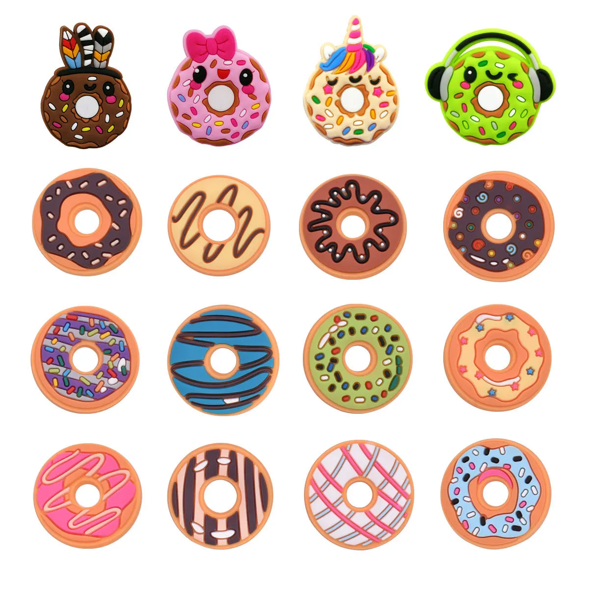 

Hot 1Pcs New Arrival Food Colourful Doughnut Shoe Charms for Crocs Accessories Pin Decorations Kid's Women Party Favor Gifts