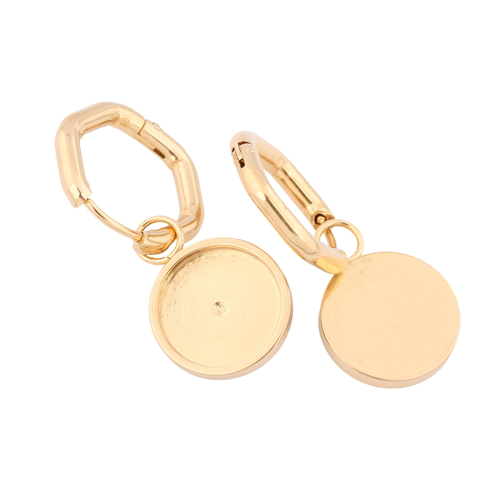 6pcs Stainless Steel Gold Plated Leverback Earring Hoop Clasps Diy Fit 12mm Cabochon Earrings Base Setting Blanks image 4