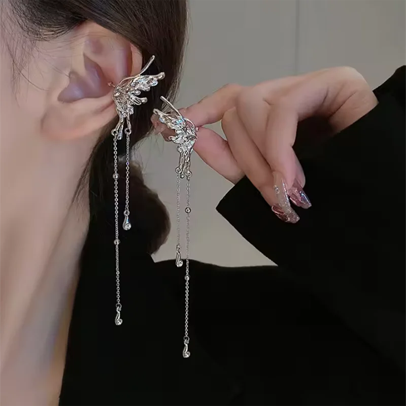 Aihua 1pc Weibliche Y2K Fee Schmetterling Quaste Clip Ohrringe für Frauen Mädchen Elf Engel Ohr Manschette Ohrring Mode schmuck Geschenke – Detail 1