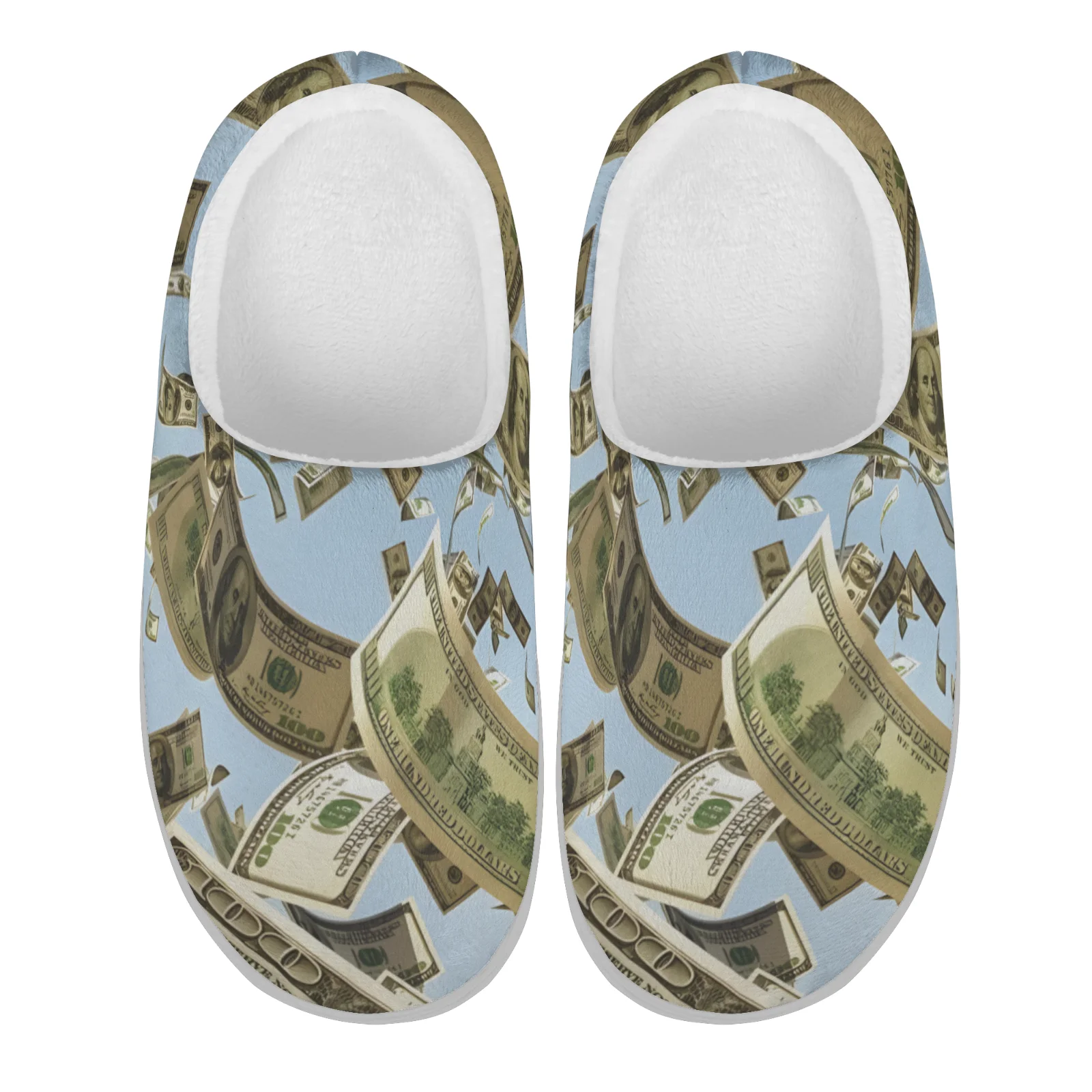 

Custom Shoes Dollar Bill Prints Home Cotton Slippers High Quality Plush Casual Keep Warm Shoes Thermal Slipper