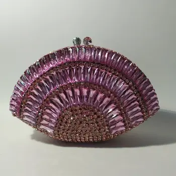 西苑奢華亮片手拿包 水鑽晚餐包 鑽石手提包 女士婚禮派對鑽石晚宴手拿包 8 最佳銷售 淡紫色袋子 - №7