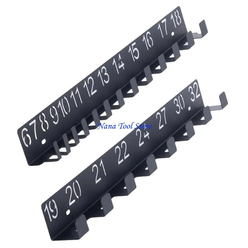 31GJ Sturdy Black Iron Wrench Rack Wall Mounted Space Saving Hangers Holder6-18/19-32