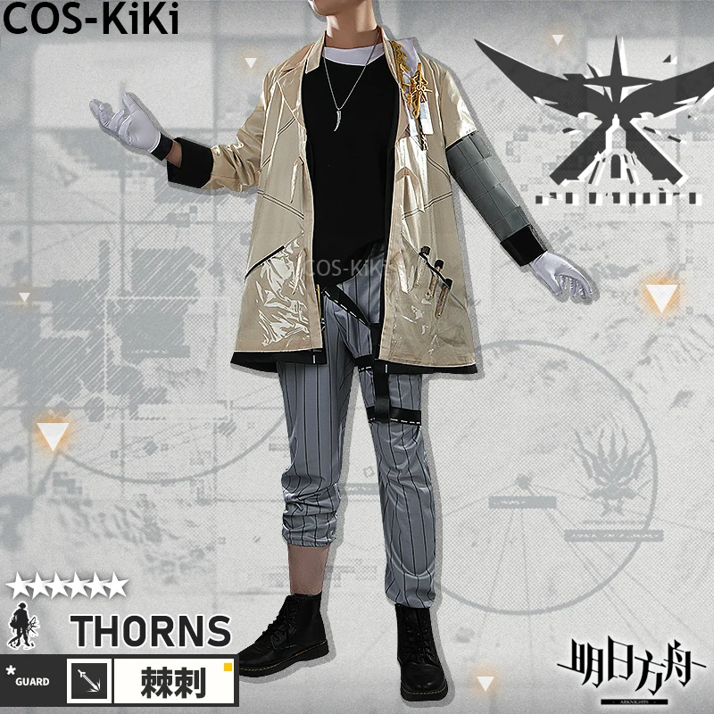 

COS-KiKi Arknights Thorns Guard RHODES ISLAND Black Skin Game Suit Gorgeous Cosplay Costume Halloween Party Outfit Any Size