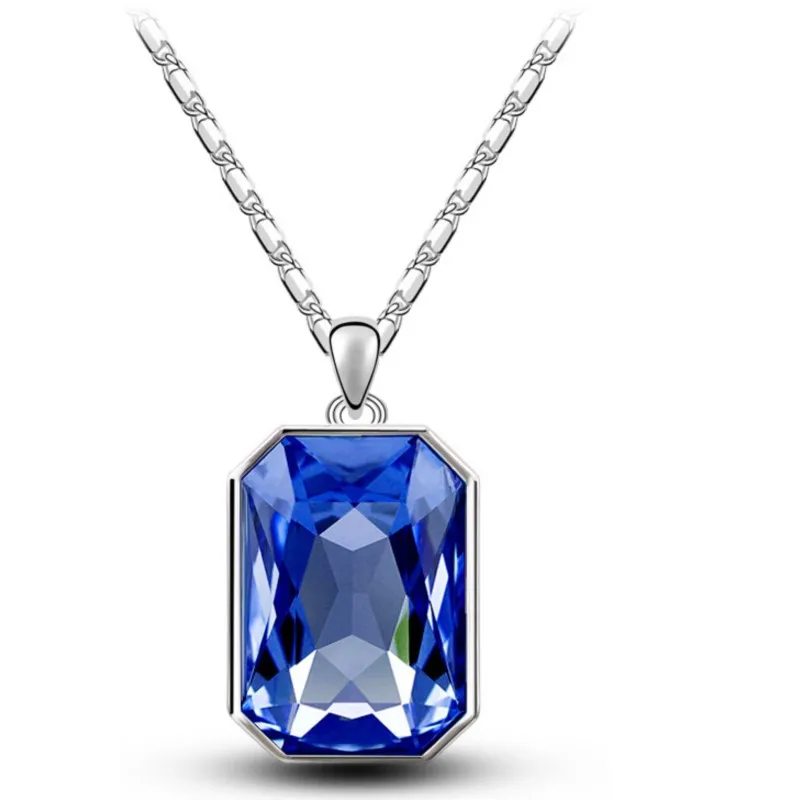 shine crystal square pendant necklace classic fashion jewelry lover gift accessorie dropshipping quality charm women cool simple