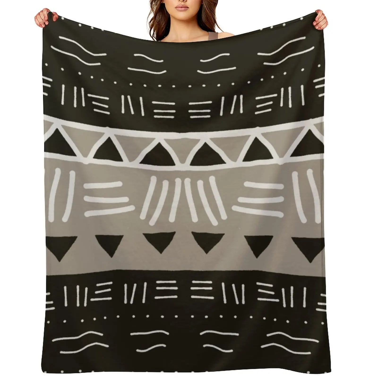 

Hand drawn African mud cloth design (black brown) Throw Blanket Bed Blankets For Sofas for winter Blankets