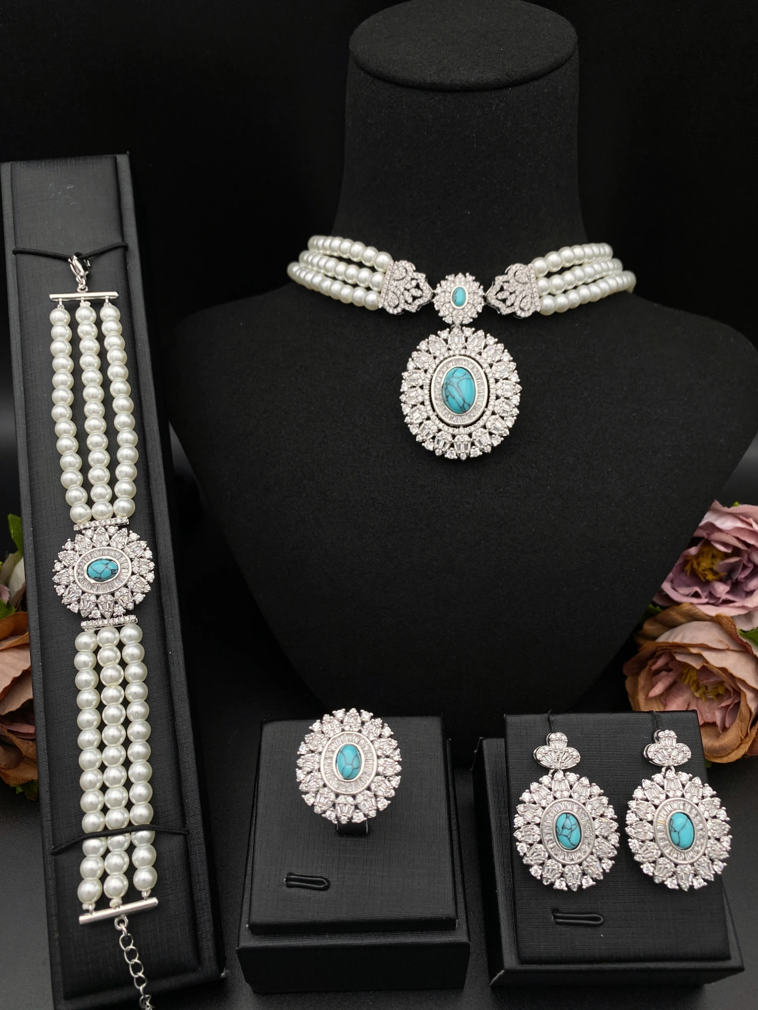 

Роскошный комплект жемчуга ручной работы Falair, подарок для Саудовской невесты на свадьбу