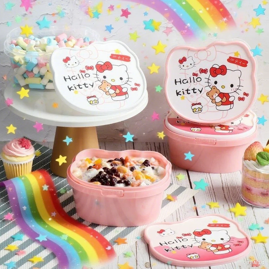 

650ml Sanrio Hello Kitty Y2K Kawaii Anime Storage Box Cute cartoon Cute Cartoon dessert candy camping storage box Toys for Gifts