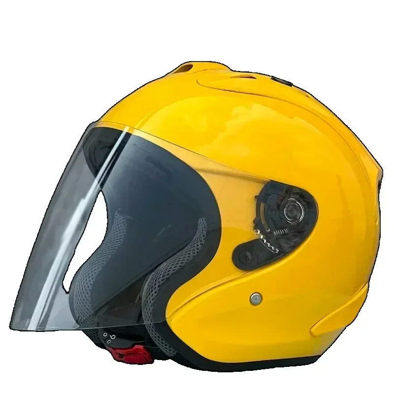 

3/4 Open Face SZ Ram Half Helmet Casco Bright Half Helmet Motorcycle Mountain Road Yellow Summer Season Women and Men Casque