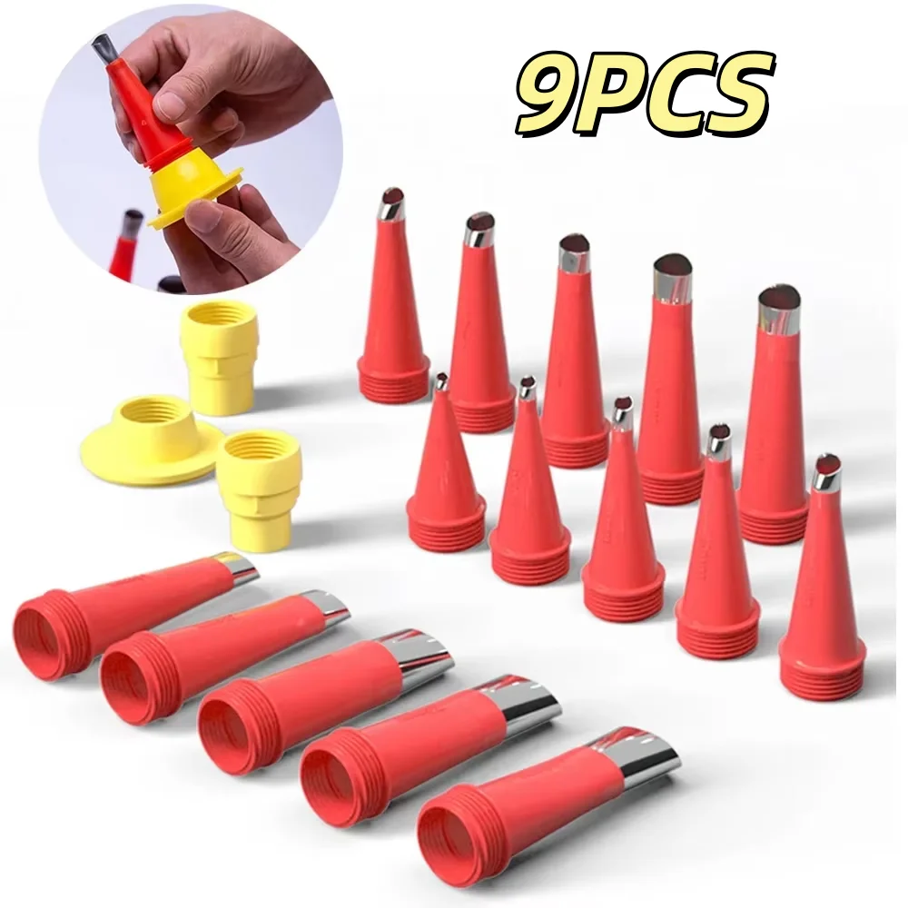9-teiliges Edelstahl-Dichtungsmittel-Düsenwerkzeug-Set, Silikon-Dichtmittel-Finishing-Werkzeuge für Die Abdichtung Von Fugen in