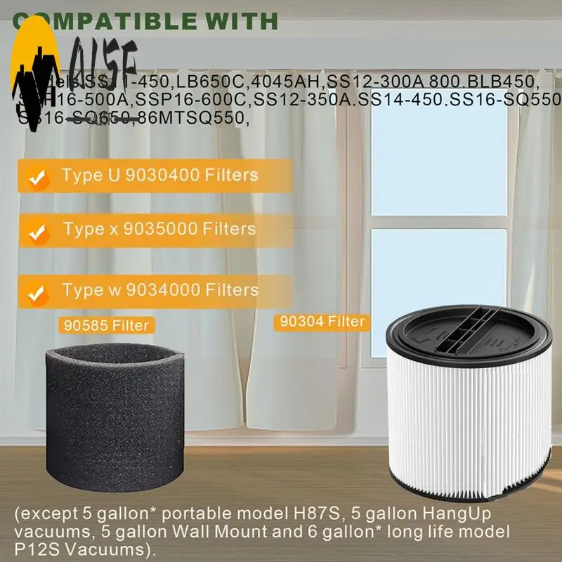 

A15F-90304 Сменный комплект фильтров для магазина, картриджный фильтр 90350, подходит для большинства пылесосов емкостью 5 галлонов и выше и влажной сухой уборки