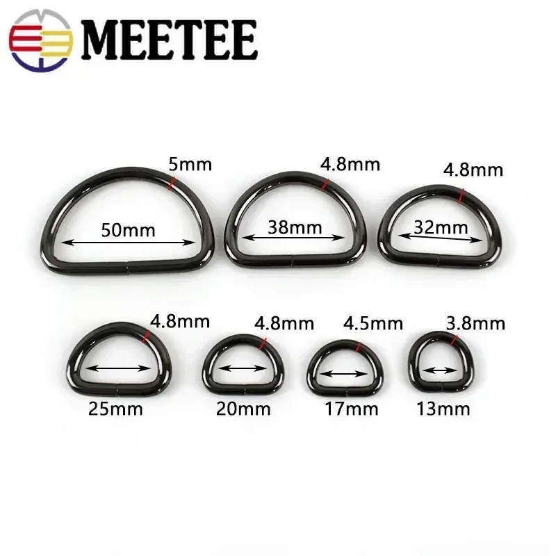 50Pcs 13-50mm Metal D Ring Buckles for Bag Strap Webbing Belt Buckle Handles Clasp Loops DIY Handbag Leather Accessories