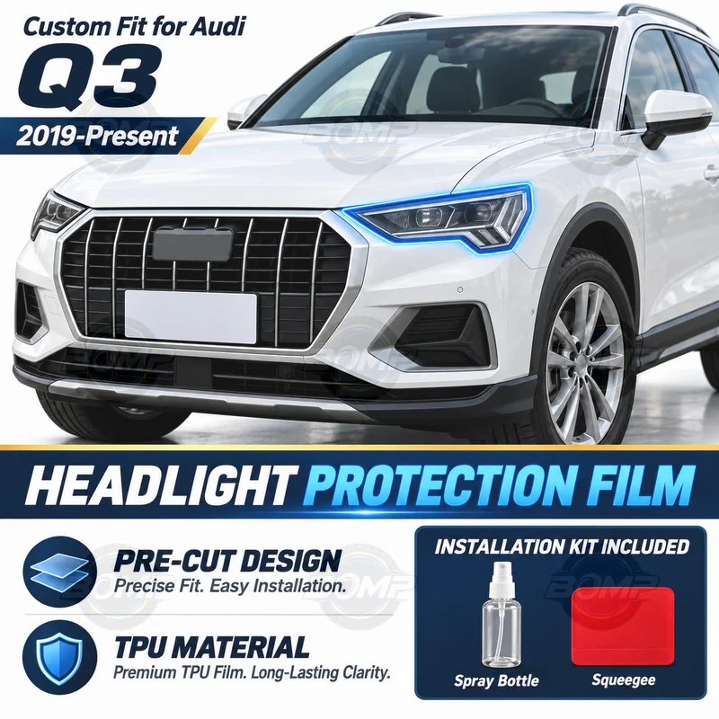 For Audi A3 S3 RS3 A4 A6 A7 S6 Q3 Q5 Q7 TPU Car Headlight Protective Film Transparent Black Headlamp Restoration Sticker